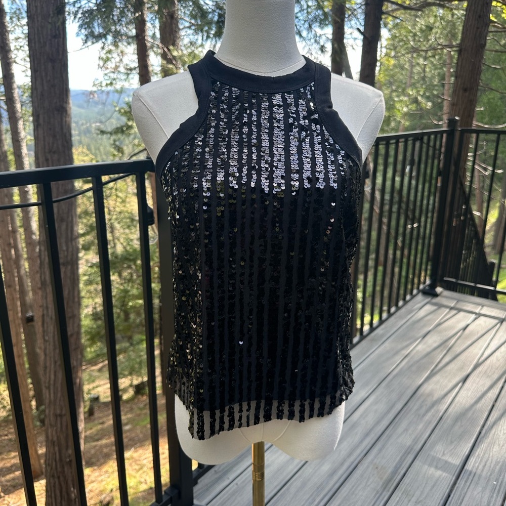 Black Sequin Halter Top